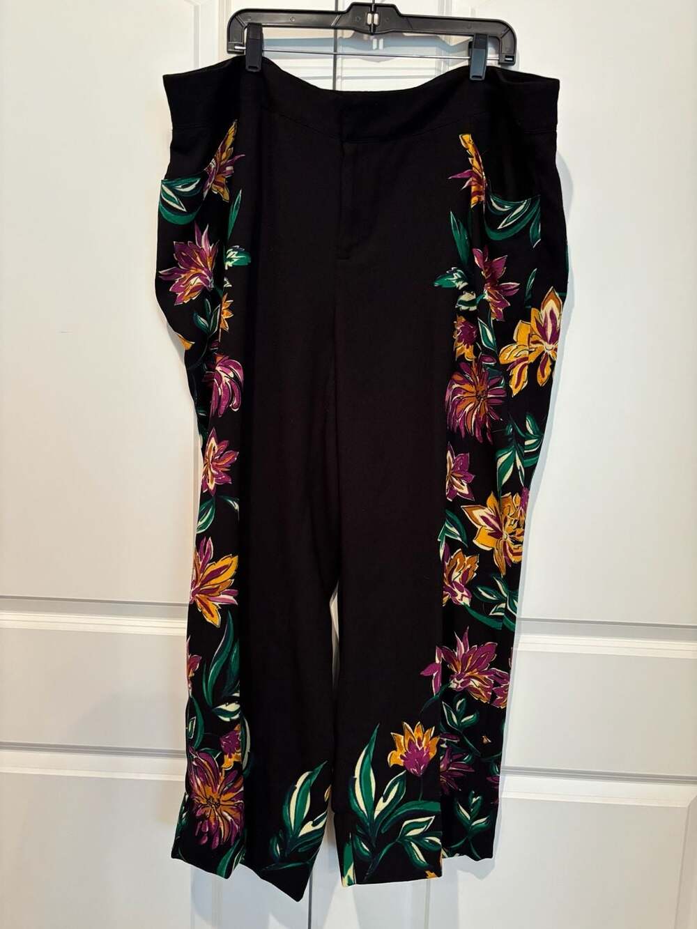 INC International Concepts Wide Leg Pants Size 24W Black Floral
